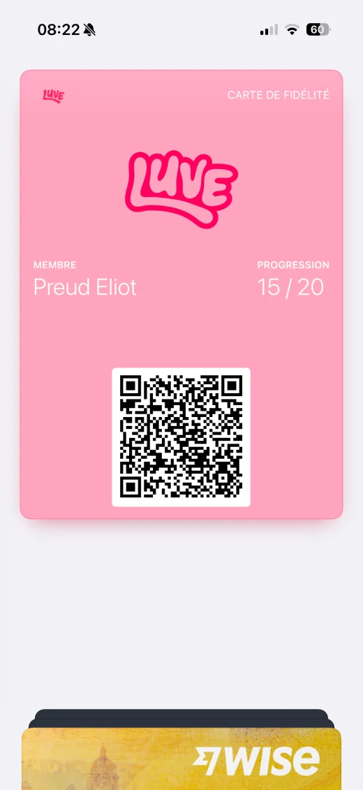 Carte de fidélité LuveLink dans Apple Wallet